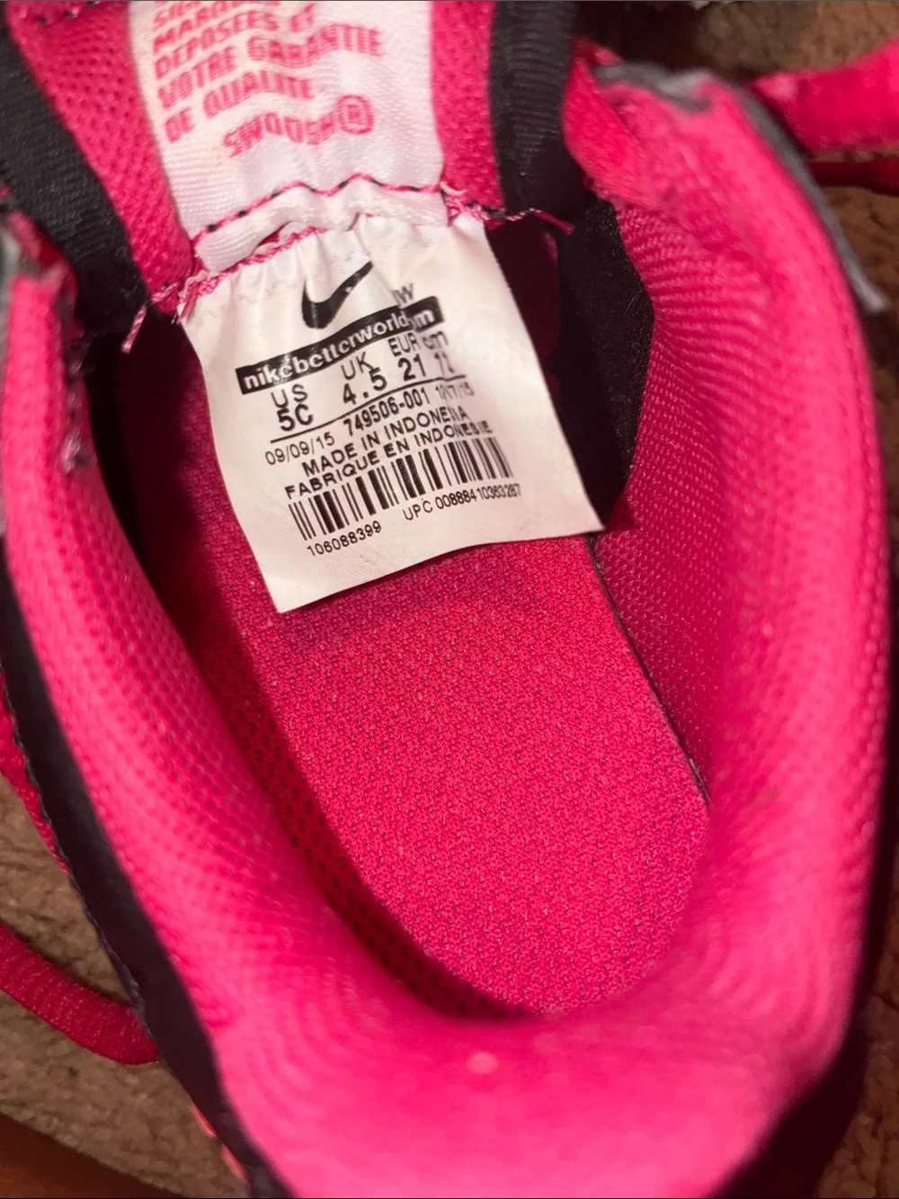 Nike Kids Black & Pink Swoosh Lace-Up Sneakers